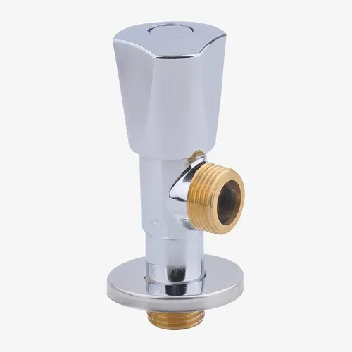 Image of an ANGLE VALVE with brass body and compact design for controlling water flow in plumbing systems.