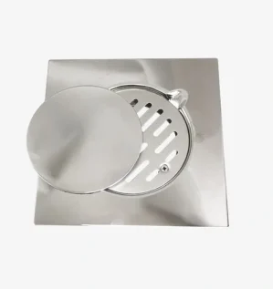 غطاء مصرف أرضي من الستانلس ستيل بغطاء قابل للإزالة وتصميم مانع للروائح