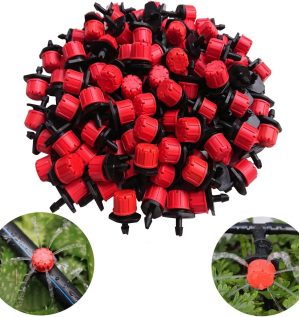 360-Degree Adjustable Drip Irrigation Emitters for 1/4" Tubing