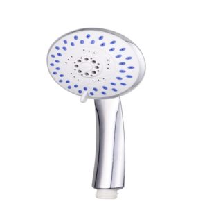 Image of a HAND SHOWER with round head and multiple spray nozzles designed for balanced water flow and modern bathroom use.