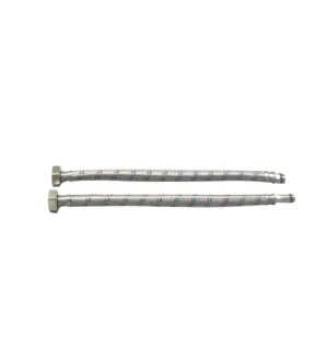 صورة لخرطوم خلاط مرن RNF60SS من الستانلس ستيل المجدول مع وصلات معدنية لتوصيلات المياه الآمنة.