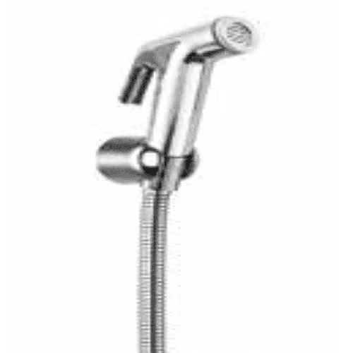 صورة لطقم شطاف PC كامل موديل RSTS12C مع خرطوم مرن وحامل جداري للاستخدام في الحمامات.