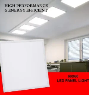 صورة لوح إضاءة ليد وينتكس 60×60 مثبت في سقف مستعار بإضاءة بيضاء مريحة.