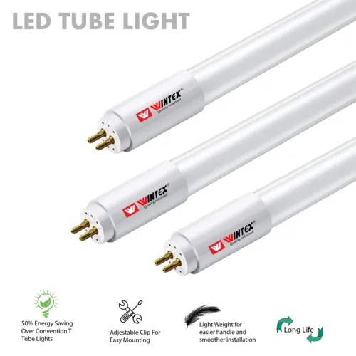 صورة لمبات أنبوب ليد وينتكس T8 بطول 2 و4 قدم بإضاءة بيضاء موفرة للطاقة.
