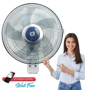 مروحة حائط 16 بوصة من وينتكس مع ريموت كنترول، 5 سرعات، وتشغيل هادئ لتجربة تبريد مريحة.