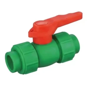 PPR Double Union Ball Valve | Green Thermoplastic Stop Valve