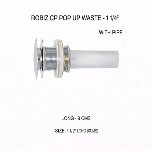 Automatic Push-Button Basin Drain with Control Rod (Pop-Up Waste with Stick) size 1 14