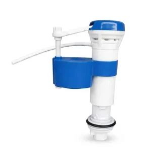 Bottom toilet tank fill valve with float for efficient water level control