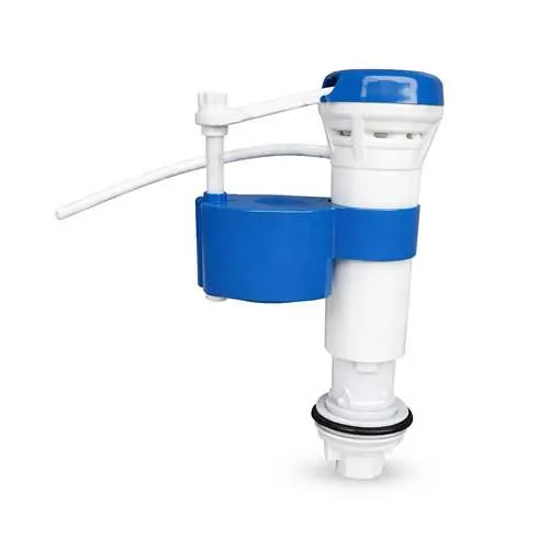 Bottom toilet tank fill valve with float for efficient water level control