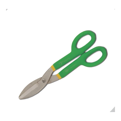 Curved blade tin cutting scissor tool with heat tempered steel for flexible cutting use