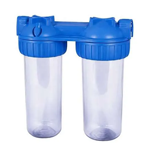 Dual stage water filtration system for home use removes impurities and improves water quality