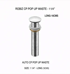 صرف مغسلة أوتوماتيك طويل بغطاء ضاغط (بوب أب درين طويل) مقاس 1 1/4