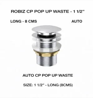صرف مغسلة أوتوماتيك قصير بغطاء ضاغط (بوب أب درين قصير) مقاس 1 1/2
