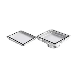 مصفاة أرضية مربعة ستانلس ستيل قوية وعملية تمنع انسداد المصارف وتدوم طويلاً.