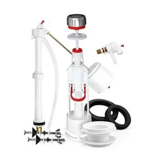 آلية صندوق طرد مزدوجة الوظيفة للمرحاض مكونة من عدة قطع للتحكم في تعبئة وتصريف المياه بكفاءة عالية داخل الخزان