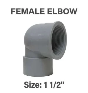 كوع تصريف زاوي بزاوية 90 درجة بسن داخلي (كوع أنثى بسن) مصنوع من مادة UPVC عالية الجودة لأعمال السباكة والصرف.