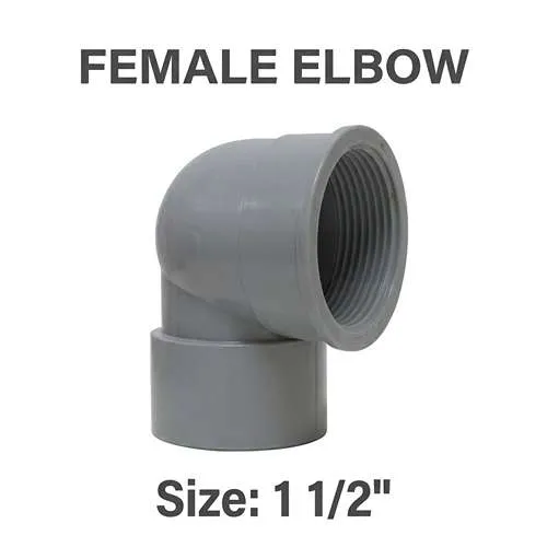 كوع تصريف زاوي بزاوية 90 درجة بسن داخلي (كوع أنثى بسن) مصنوع من مادة UPVC عالية الجودة لأعمال السباكة والصرف.