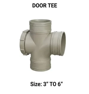 صورة فرع تصريف ثلاثي مزود بفتحة صيانة دائرية (تي بباب) عالي الجودة مستخدم في أعمال السباكة والصرف الصحي في الإمارات.