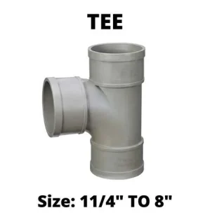 صورة فرع تصريف يو بي في سي ثلاثي على شكل حرف تي عالي الجودة لتوصيلات أنابيب السباكة والصرف الصحي في الإمارات.