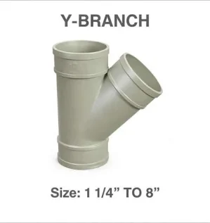 فرع تصريف يو بي في سي على شكل حرف واي ماركة روبيز لتوصيلات سباكة الصرف الصحي في الإمارات.