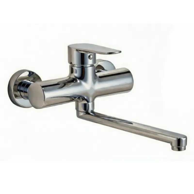 خلاط حوض مطبخ مثبت في الحائط مطلي بالكروم