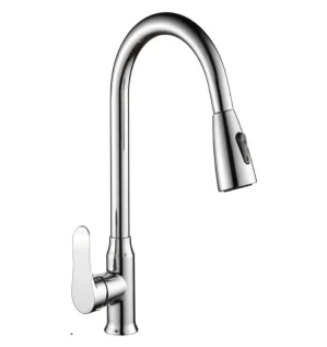 خلاط حوض المطبخ القابل للسحب والمطلي بالكروم